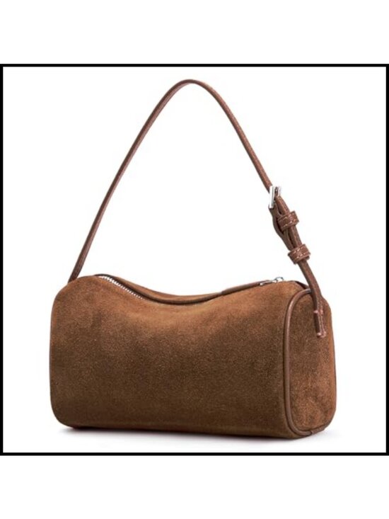 Handbags - Suede Leather Crossbody Bag Small Barrel Purse for Women
